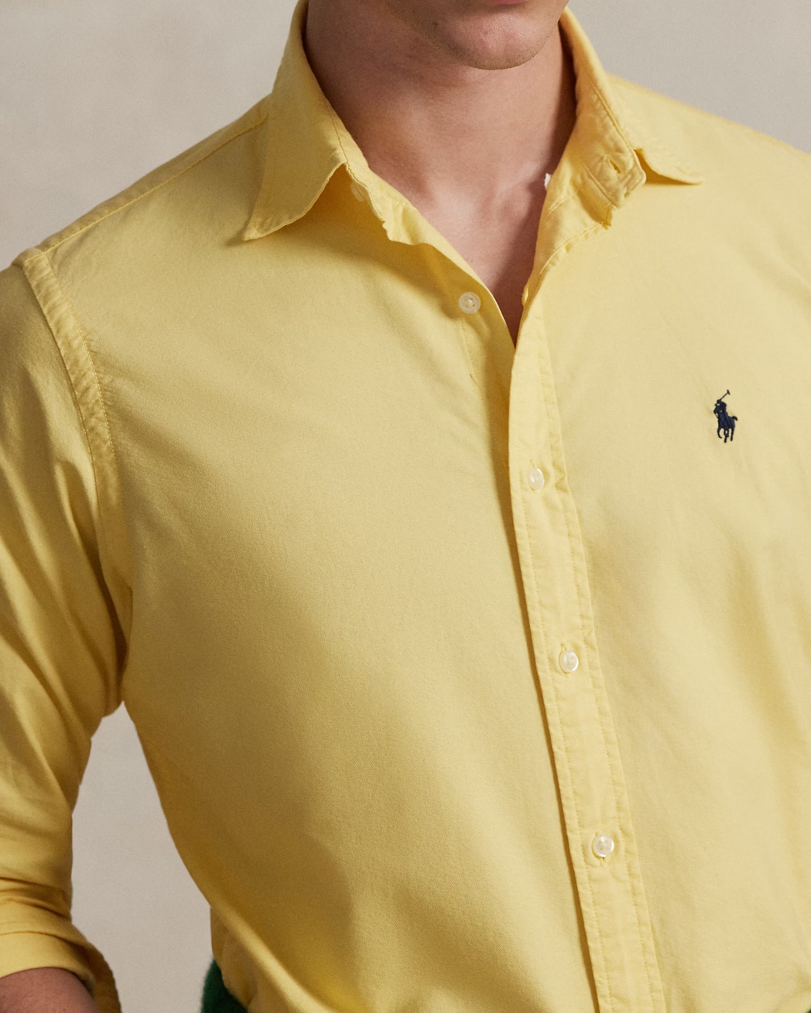 P.o-L.O R.A-L.P.H L.A.U-R.E.N Garment-Dyed Oxford Shirt Custom Fit Yellow