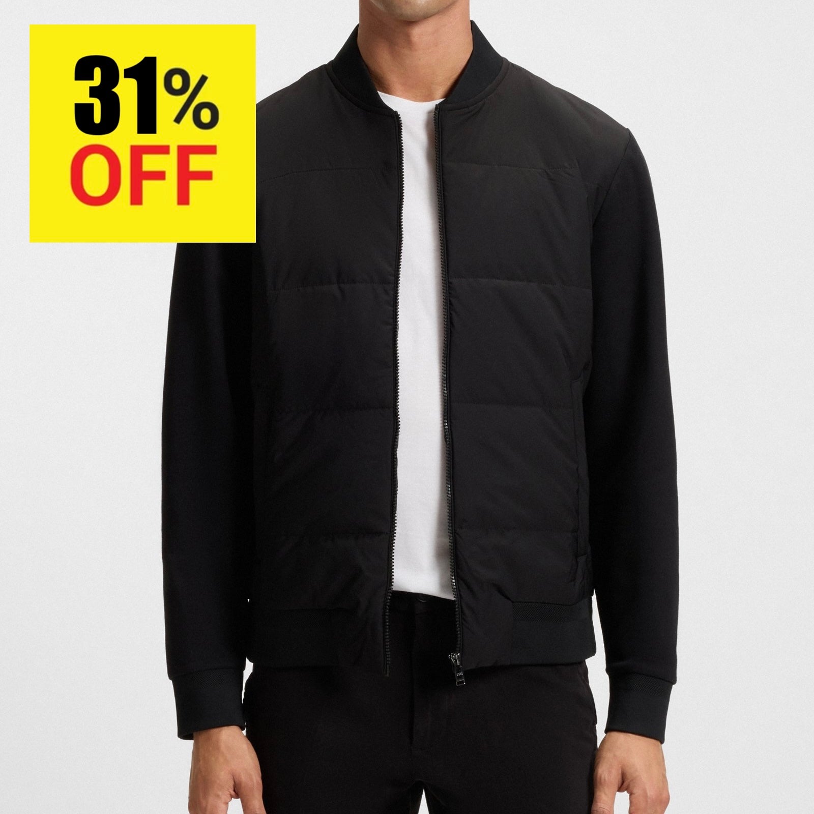 B.O.S.S ZIP-UP SWEATSHIRT WITH PADDED FRONT Black