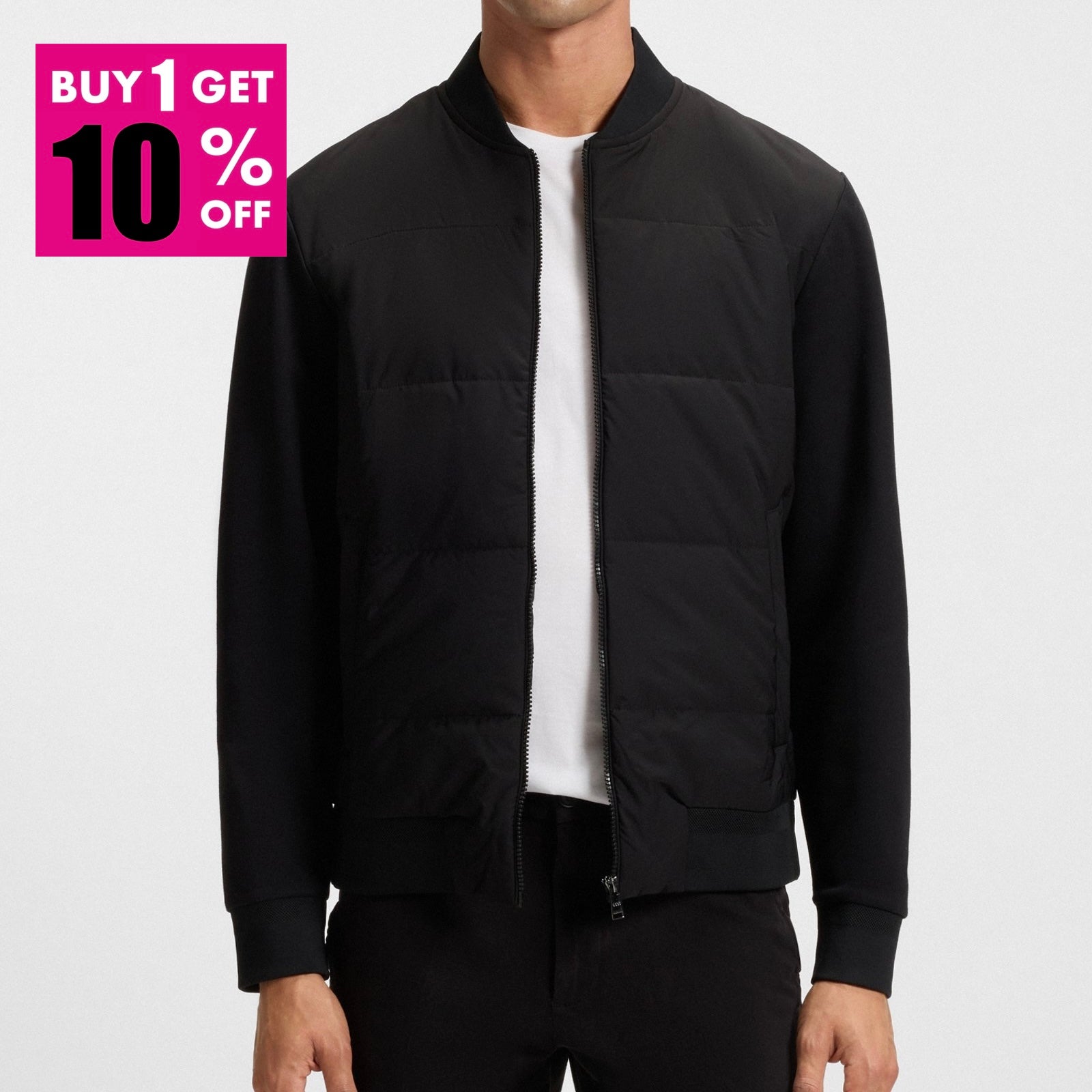 B.O.S.S ZIP-UP SWEATSHIRT WITH PADDED FRONT Black