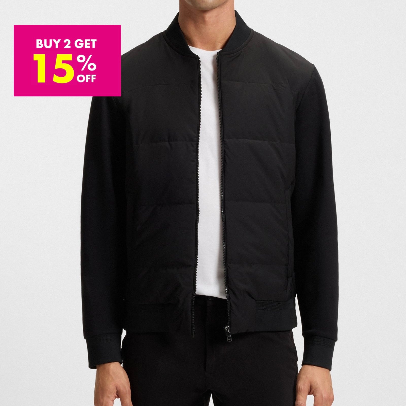 B.O.S.S ZIP-UP SWEATSHIRT WITH PADDED FRONT Black