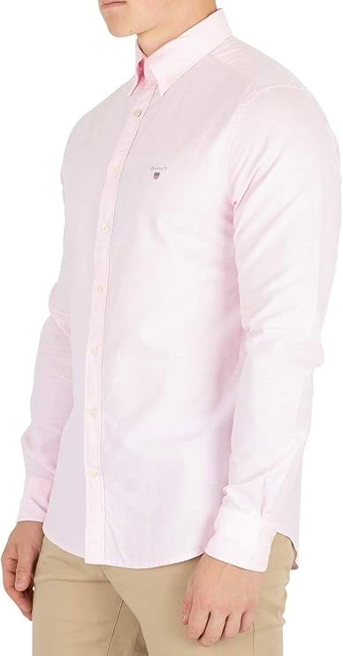 G.a.N-T. Regular Fit Shirt Long Sleeves Light Pink - logo on chest
