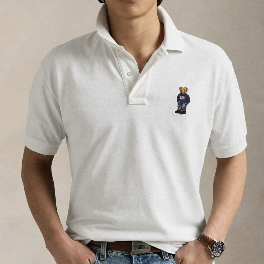 Original Custom Fit Polo Bear Mesh Polo Shirt White in Egypt