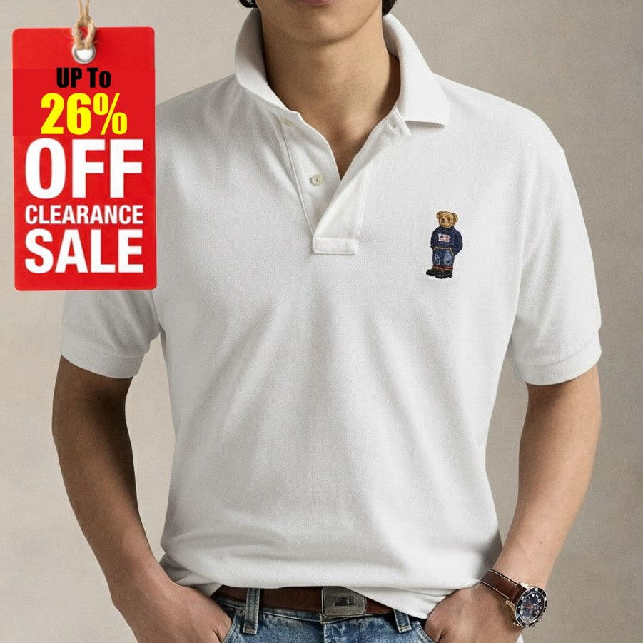 P.O.L.O R.A.L.P.H L.A.U.R.E.N Custom Fit Polo Bear Mesh Polo Shirt White