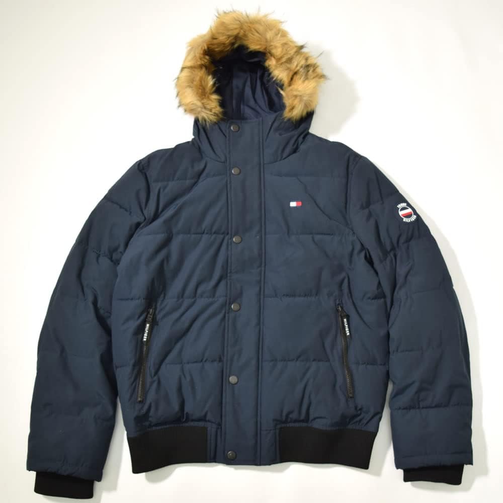 T.o.m.m.y H.i.l.f.i.g.e.r Navy Puffer Jacket with Fur Hood (removable Fur)