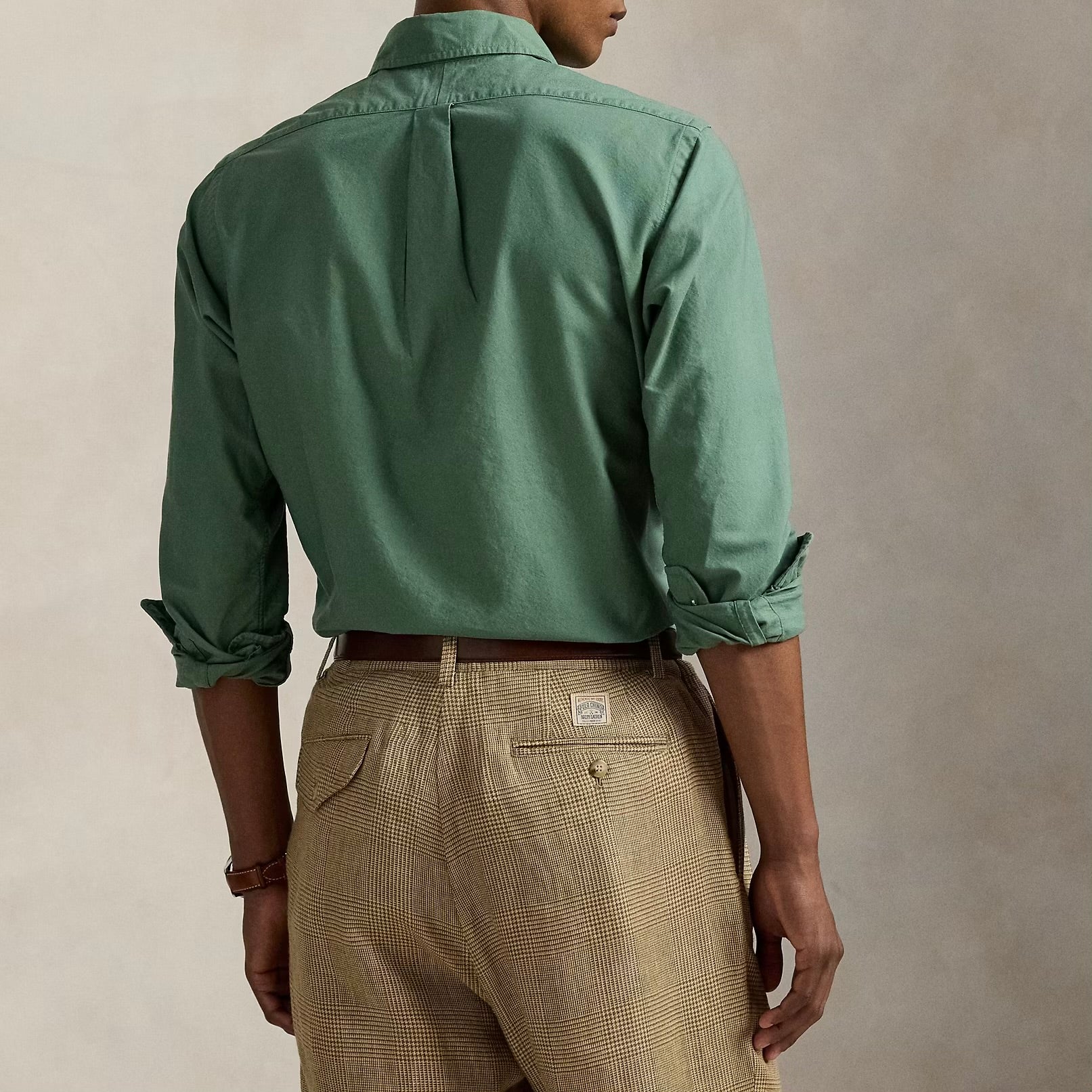 P.o-L.O R.A-L.P.H L.A.U-R.E.N Garment-Dyed Oxford Shirt Custom Fit Fatigue