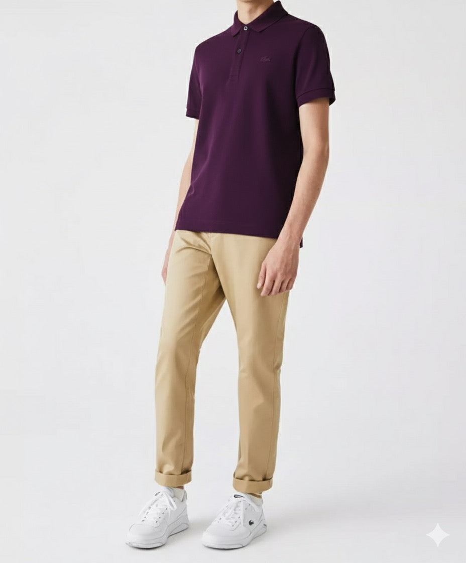 L.a.C.O-S.T.E P.O.L.O shirt Slim Fit Paris Stretch Pique Polo Shirt Purple