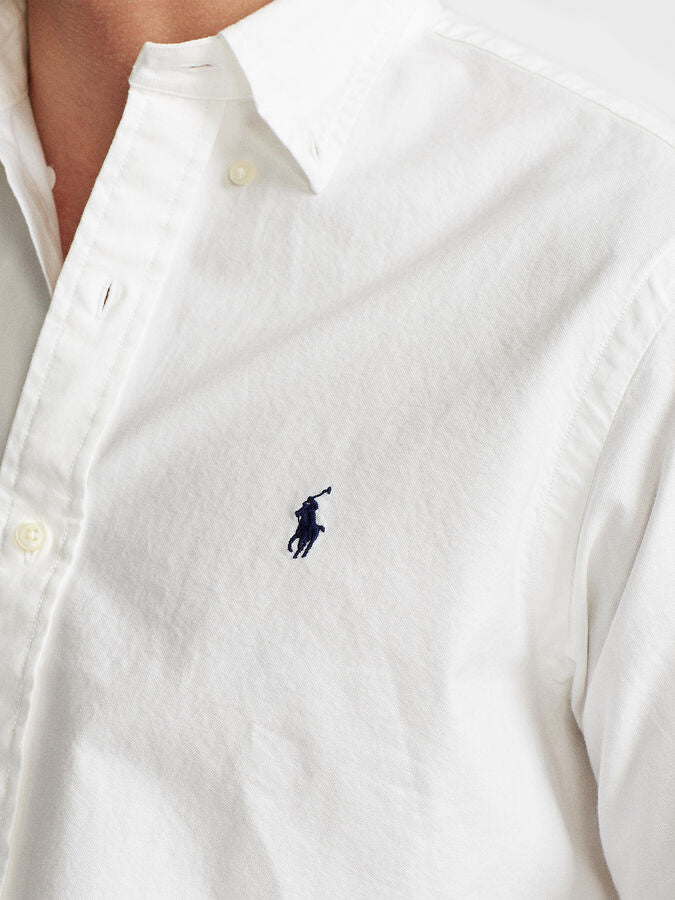 P.o-L.O R.A-L.P.H L.A.U-R.E.N Garment-Dyed Oxford Shirt Custom Fit White