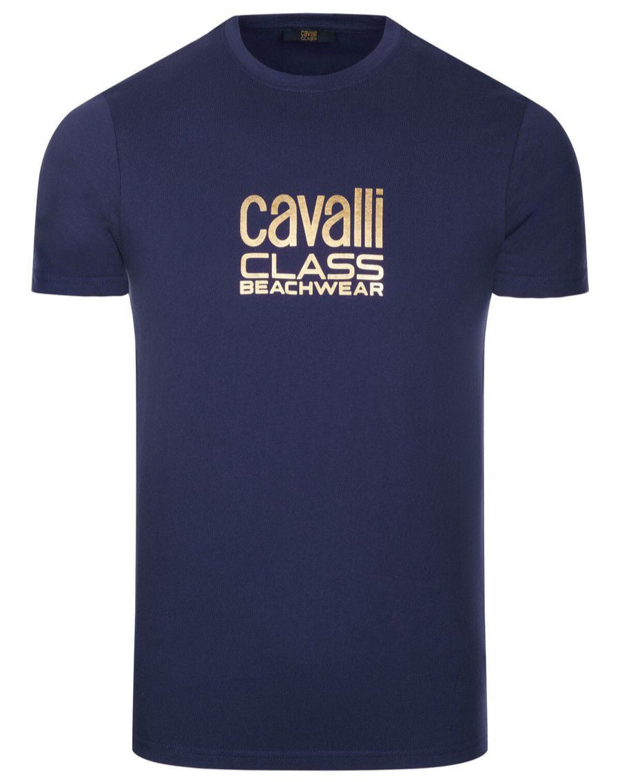 C.a.V-A.L.L.I.  C.L.A.S.S Dark Blue T-shirt Gold