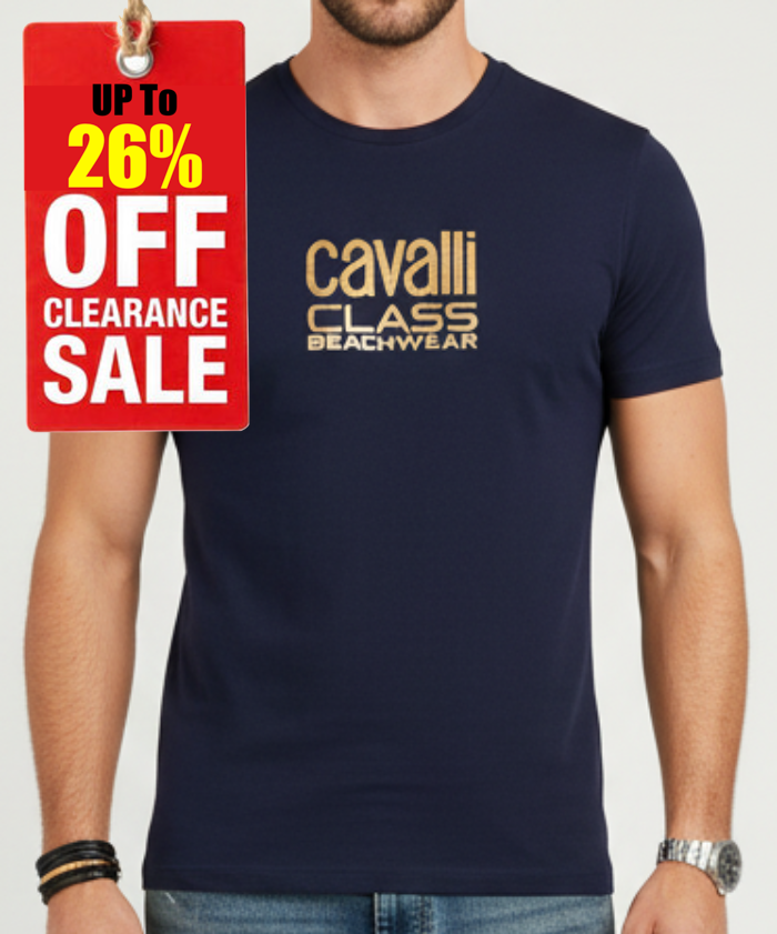 C.a.V-A.L.L.I.  C.L.A.S.S Dark Blue T-shirt Gold