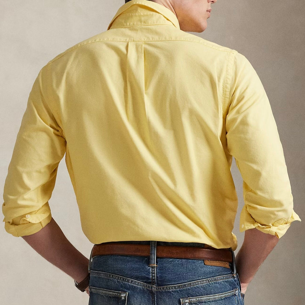 P.o-L.O R.A-L.P.H L.A.U-R.E.N Garment-Dyed Oxford Shirt Custom Fit Yellow