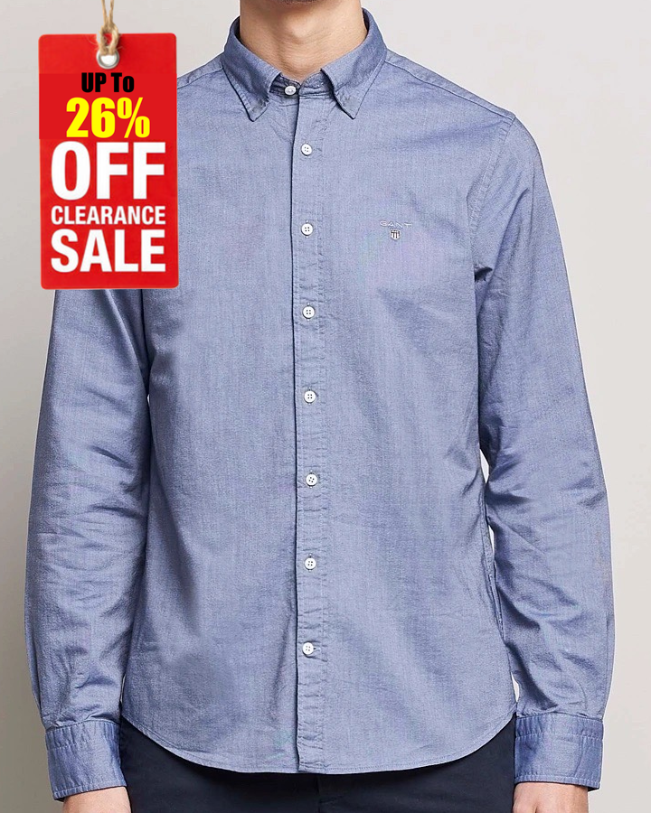 G.a.N-T Oxford Shirt Regular Fit Long Sleeves Blue