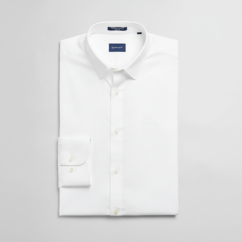 G.a.N-T Oxford Shirt With G Logo Regular Fit Shirt White