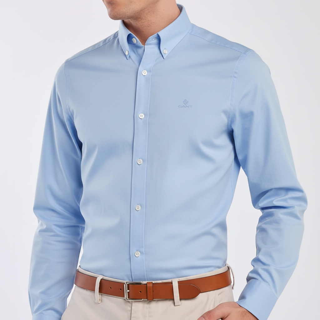 G.A.N.T Oxford Shirt Light Blue With G Logo