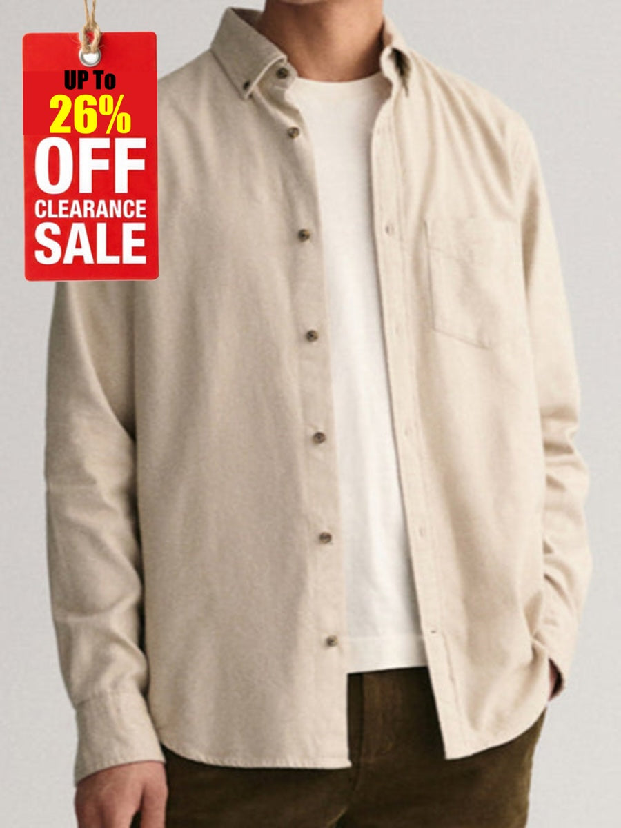 G.a.N-T. Reg Herringbone Flannel Shirt Cold Beige Regular Fit