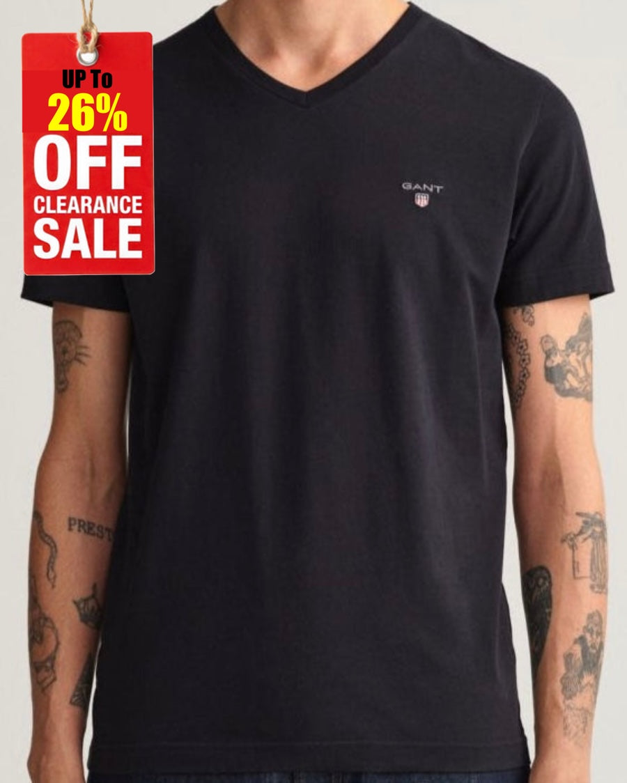G.a.N_T Original Slim Fit V-Neck T-Shirt Black