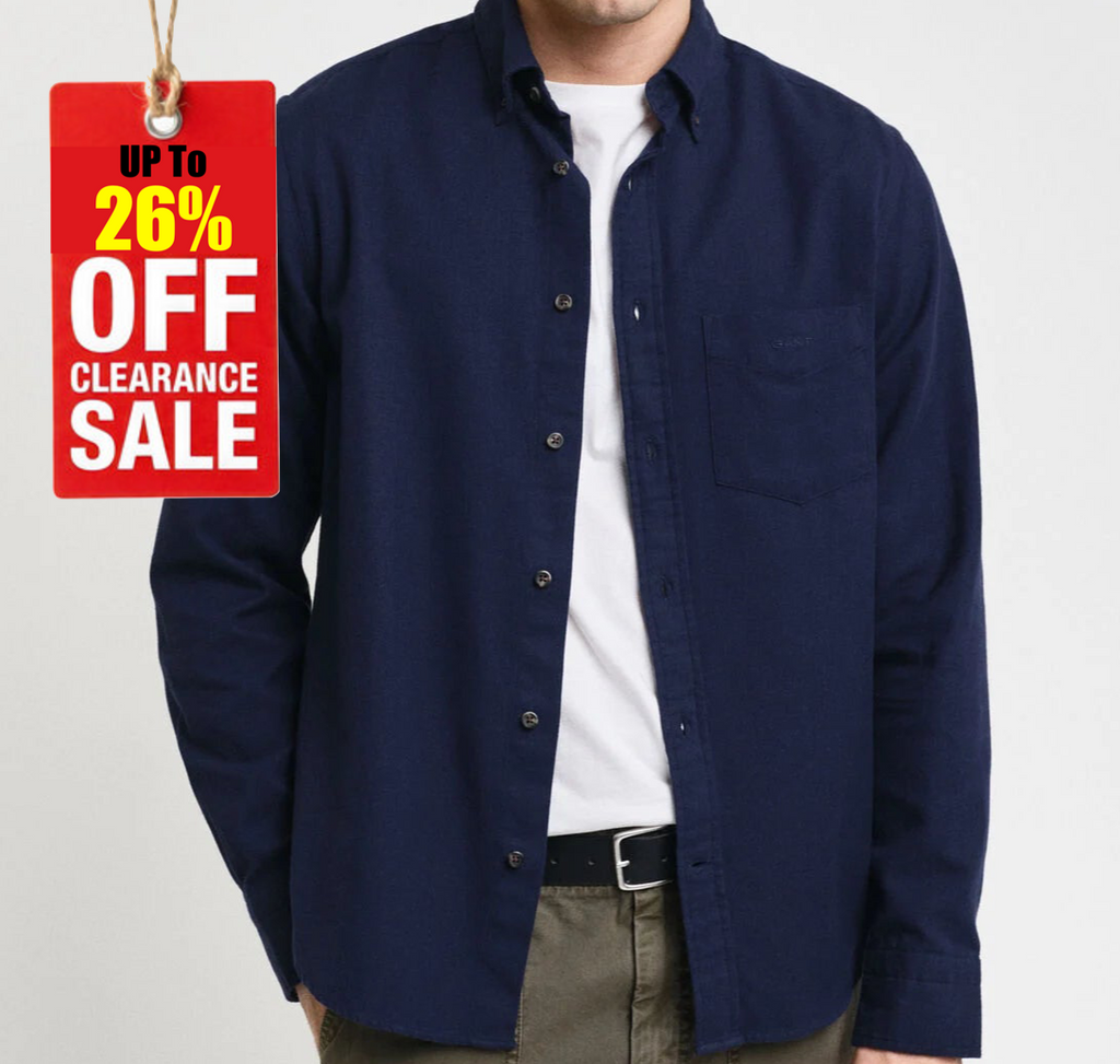 G.a-n.t Reg Herringbone Flannel Shirt Blue Marine