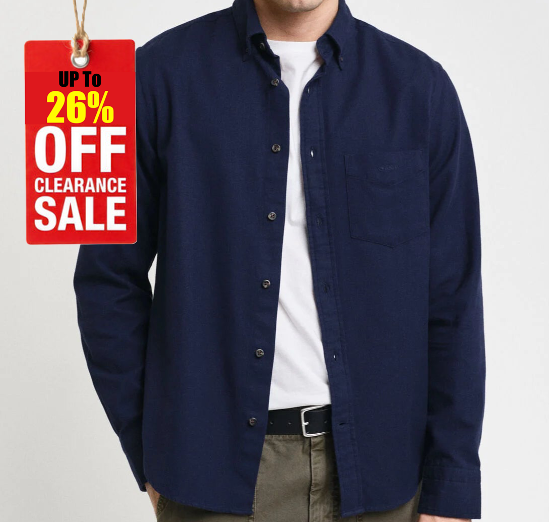 G.a-n.t Reg Herringbone Flannel Shirt Blue Marine