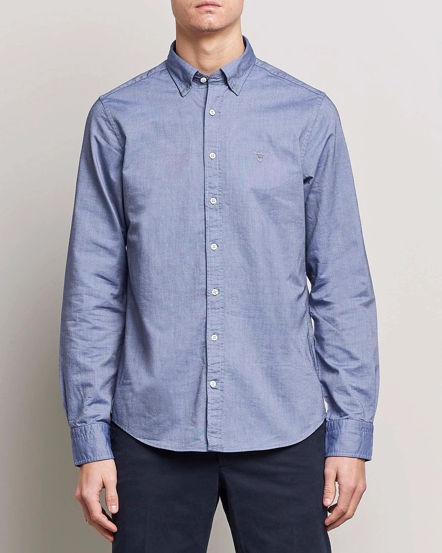 G.a.N-T. Regular Fit Shirt Long Sleeves Blue