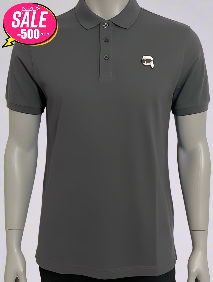 K.a.R.L L.A.G.E.R.F.E.L.D Logo Gray Polo Shirt