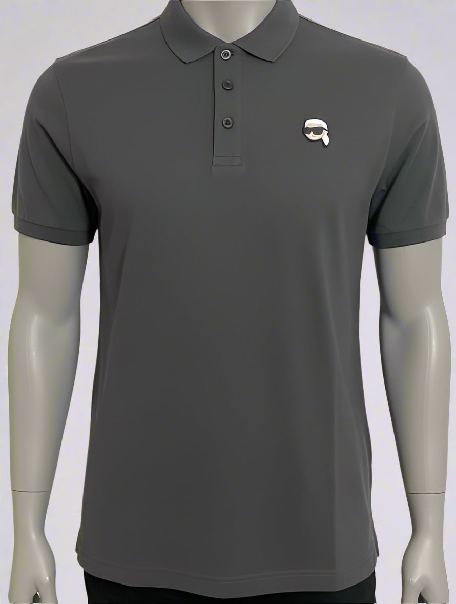 K.a.R.L L.A.G.E.R.F.E.L.D Logo Gray Polo Shirt