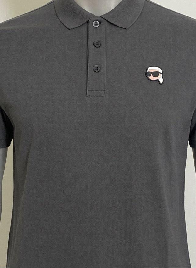 K.a.R.L L.A.G.E.R.F.E.L.D Logo Gray Polo Shirt