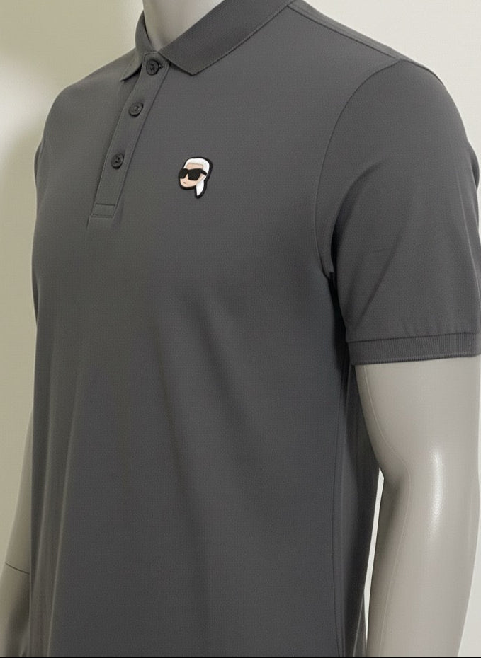 K.a.R.L L.A.G.E.R.F.E.L.D Logo Gray Polo Shirt