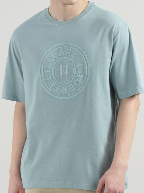 K.a.R-L. L.A.G.E.R.F.E.L.D. Circle Logo T-Shirt Slate Light Blue