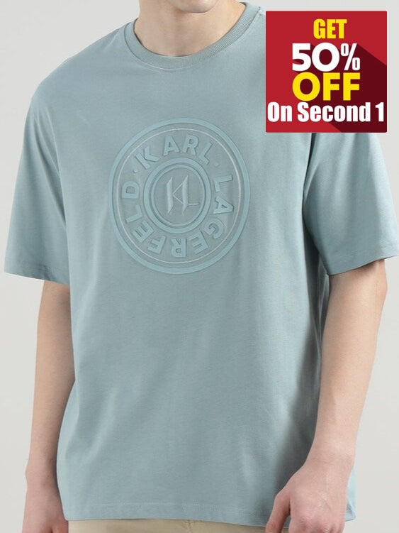 K.a.R-L. L.A.G.E.R.F.E.L.D. Circle Logo T-Shirt Slate Light Blue