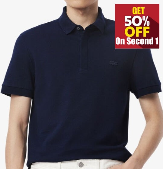 L.a.C.O-S.T.E. P.O.L.O. shirt Classic Fit Paris Stretch Pique Polo Shirt Navy Blue