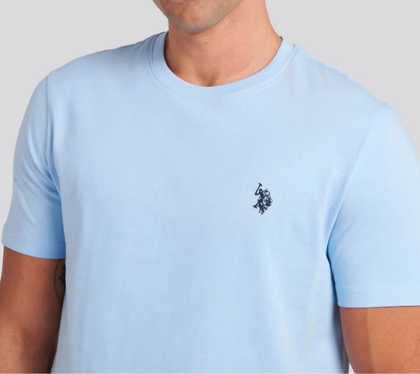 U.s P.o-L.O A.S.S.N.  Men's Round Neck Short sleeve T-Shirt Chambray Blue