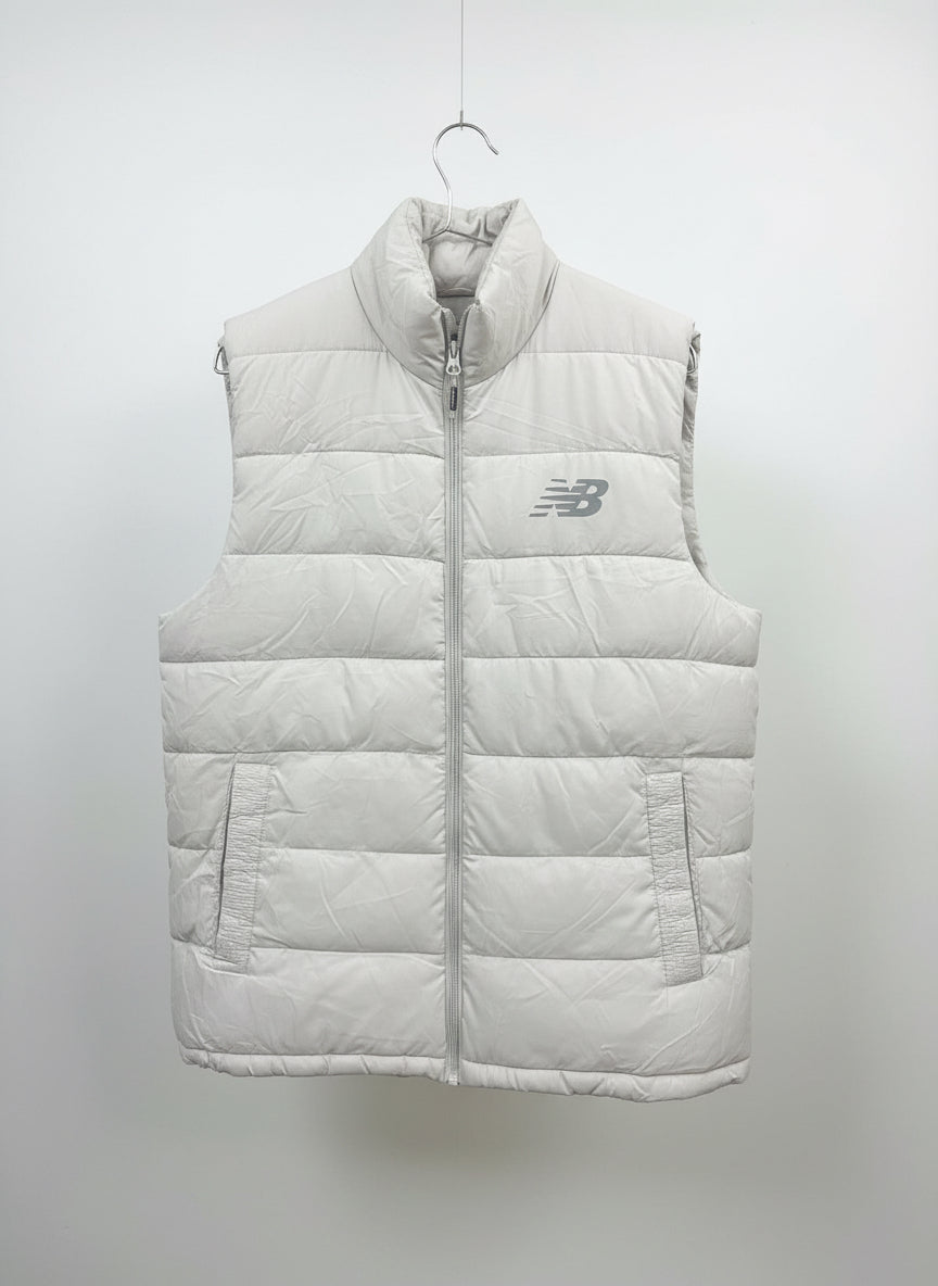 New Balance Black Puffer Tech Vest Quilted Comfort Cream Puffer Full Zip with Pockets