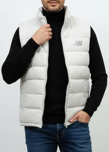 New Balance Black Puffer Tech Vest Quilted Comfort Cream Puffer Full Zip with Pockets