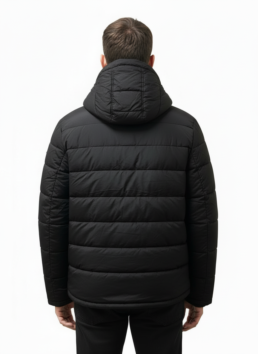 T.o.m.m.y H.i.l.f.i.g.e.r Men's Lined Hooded Water Resistant Puffer Jacket Coat Blue