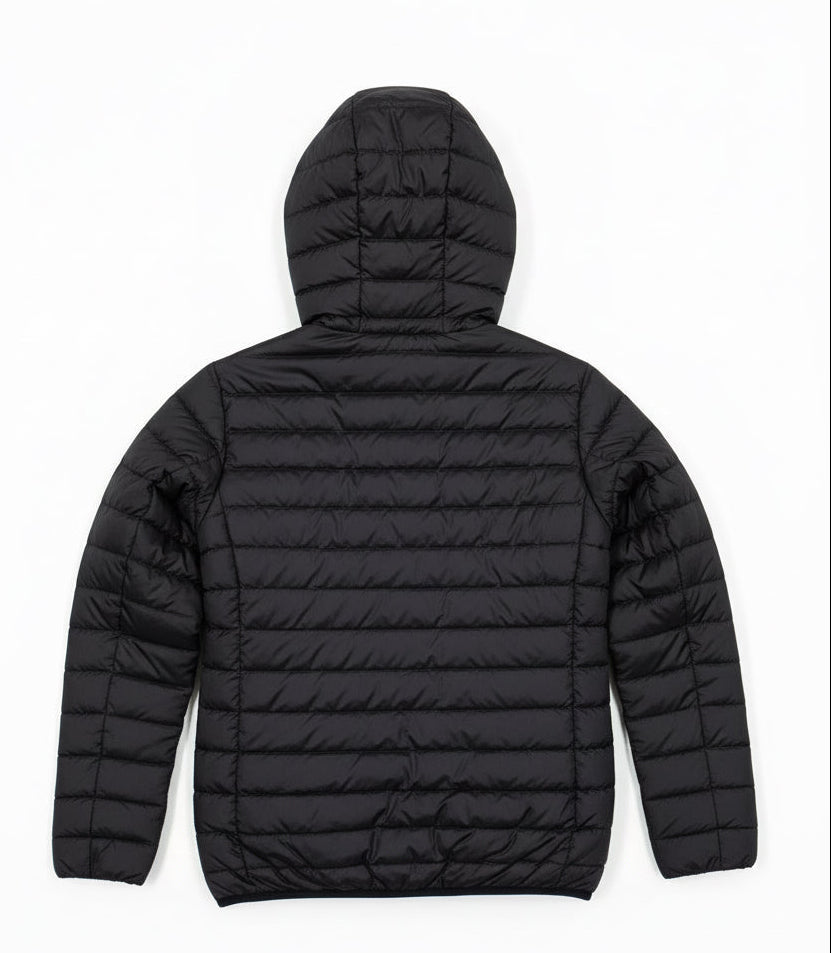 T.o.m.m.y H.i.l.f.i.g.e.r Men's Lined Hooded Water Resistant Puffer Jacket Coat Black