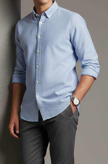 Z.A.R.A Linen Long Sleeve Shirt Light Blue