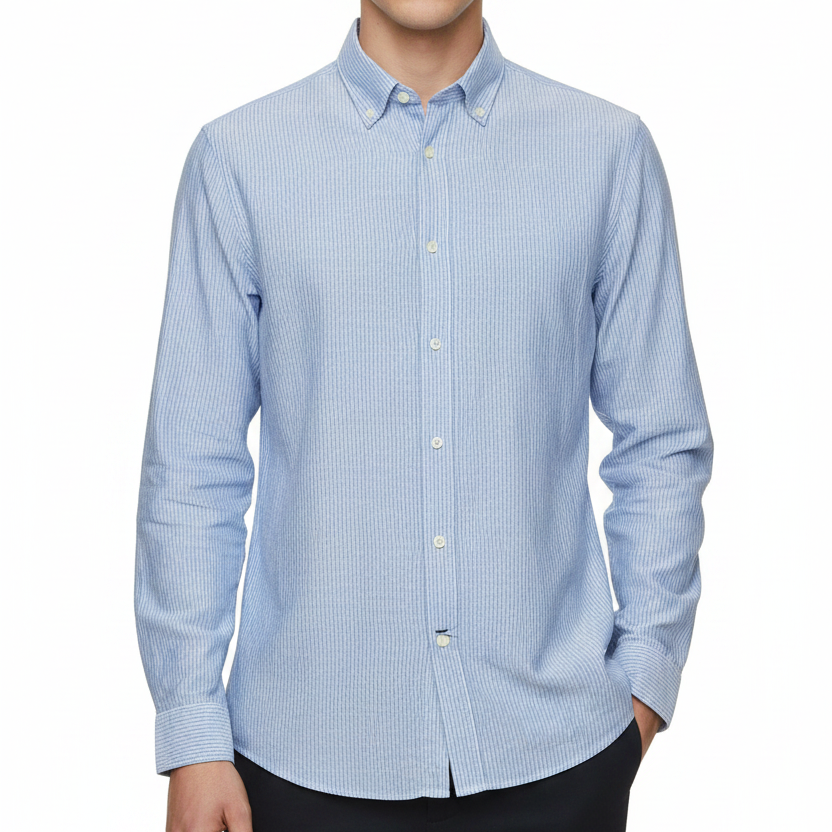 Z.A.R.A Linen Long Sleeve Shirt Light Blue
