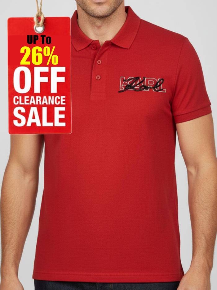 K.a.R.L L.A.G.E.R.F.E.L.D Logo Signature Red Polo Shirt