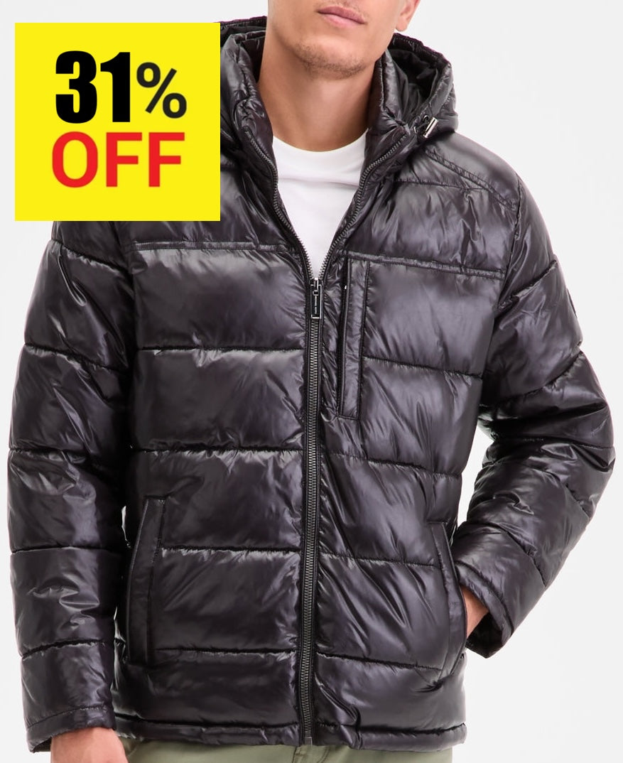 M.i-c.H.a.e.l K.O-r_s AIRDRIE SHINY PUFFER JACKET Chest Pocket - Winter jacket - Black (Removable Hood)