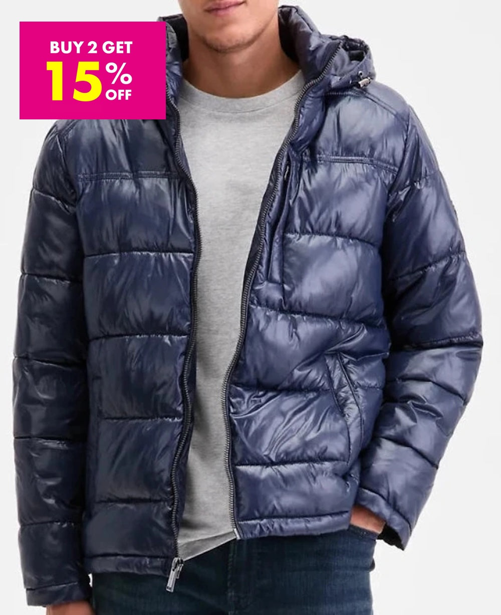 M.i-c.H.a.e.l K.O-r_s AIRDRIE SHINY PUFFER JACKET Chest Pocket - Winter jacket - Midnight Blue (Removable Hood)