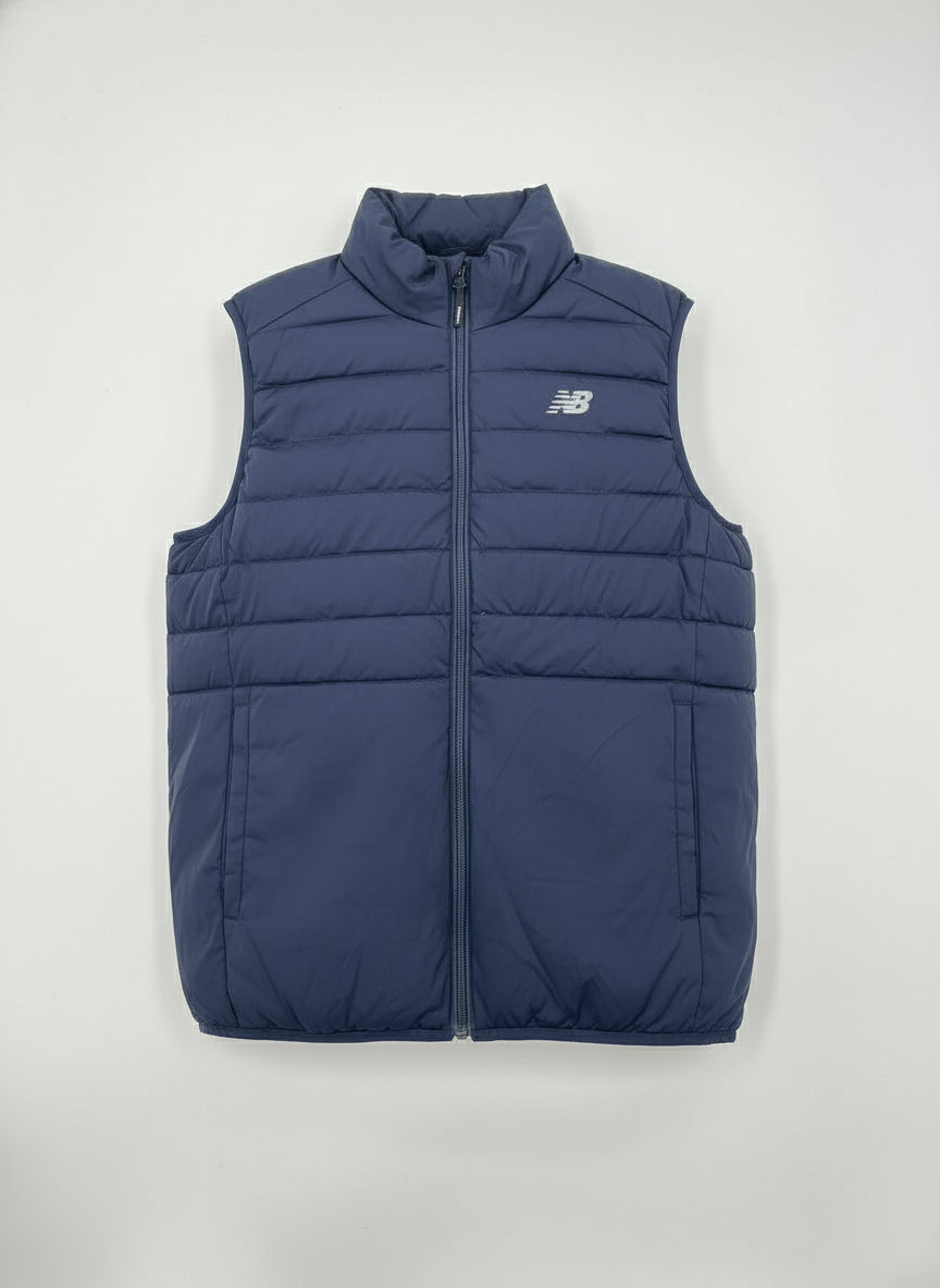 New Balance Blue Puffer Tech Vest Quilted Comfort Blue Puffer Full Zip with Pockets