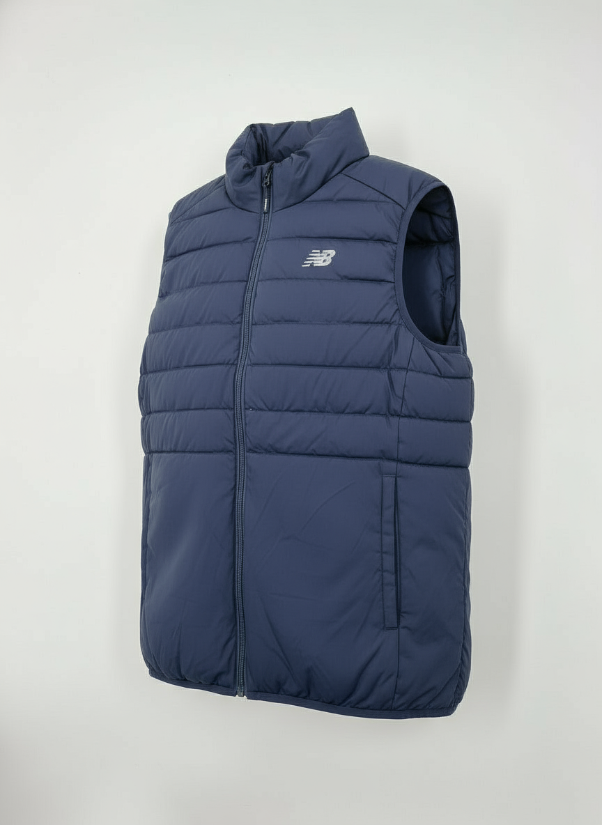 New Balance Blue Puffer Tech Vest Quilted Comfort Blue Puffer Full Zip with Pockets
