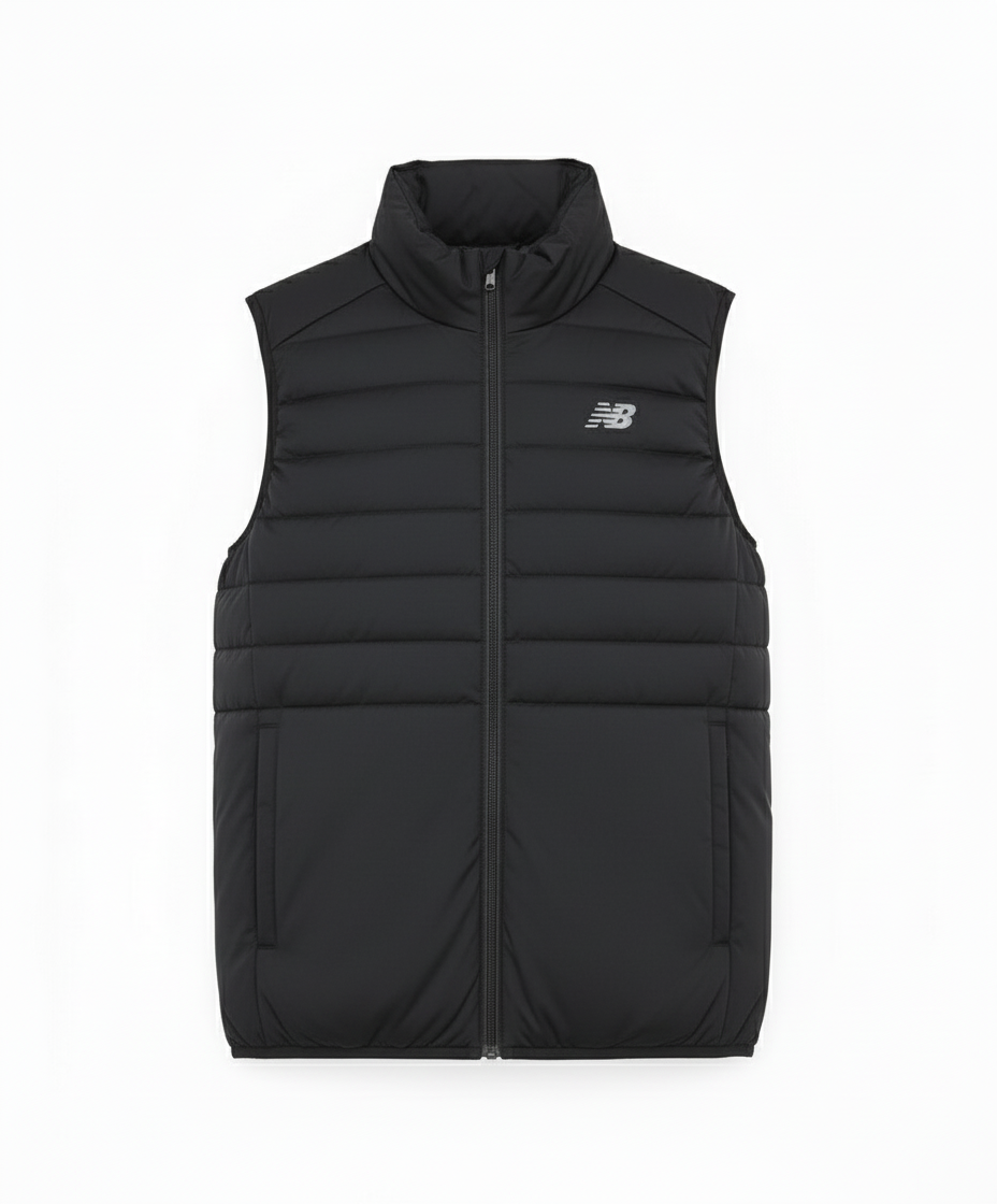 New Balance Black Puffer Tech Vest Quilted Comfort Black Puffer Full Zip with Pockets