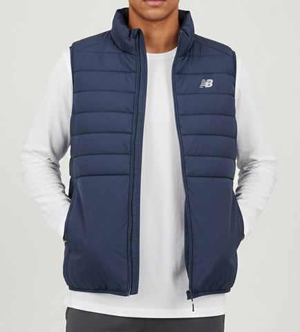 New Balance Blue Puffer Tech Vest Quilted Comfort Blue Puffer Full Zip with Pockets