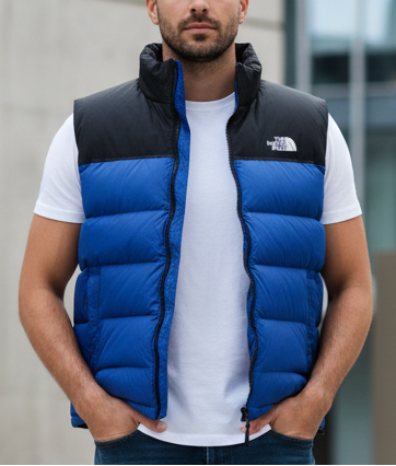 T.H.E N.O.R.T.H F.A.C.E TNF Stretch 700 Goose Down Puffer Vest Blue Black (Slim Fit)