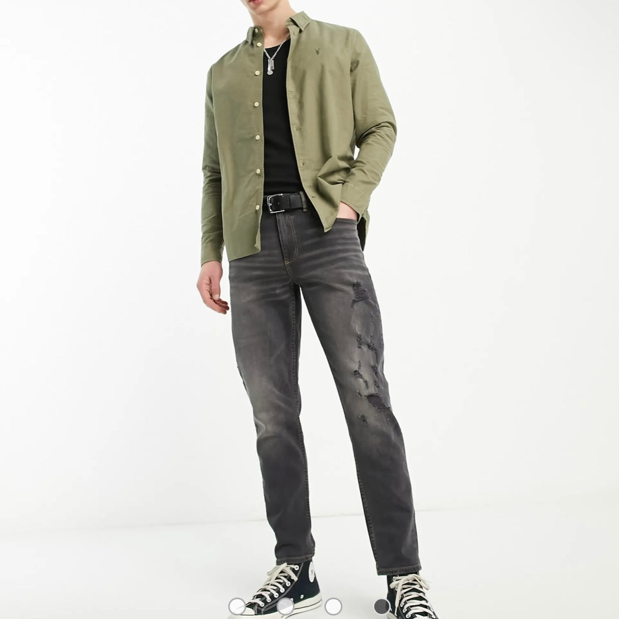 All Saints Hermosa Ram Skull Dusty Green Shirt Original Egypt