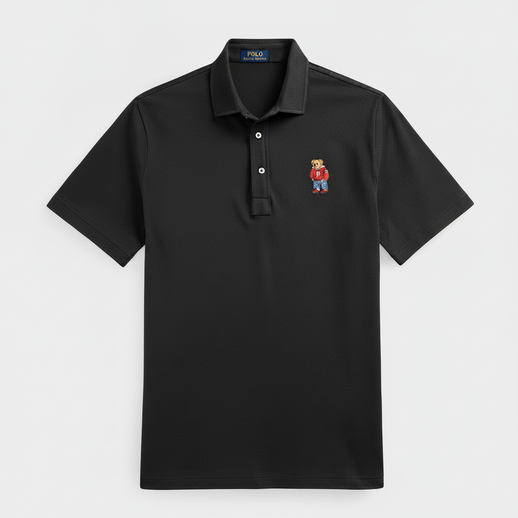 Original Custom Fit Polo Bear Mesh Polo Shirt black in Egypt