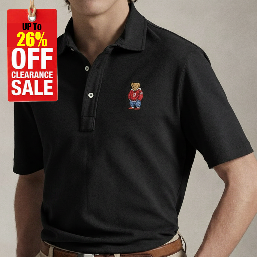 P.O.L.O R.A.L.P.H L.A.U.R.E.N Custom Fit Polo Bear Mesh Polo Shirt Black