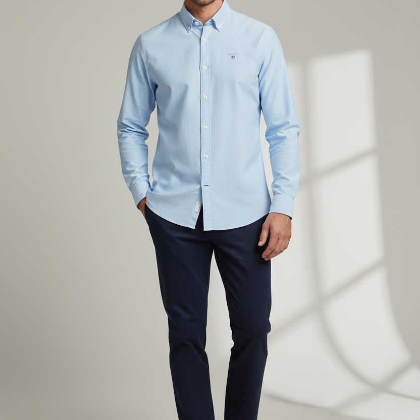 G.a.N-T Oxford Shirt Regular Fit Long Sleeves Sky Blue