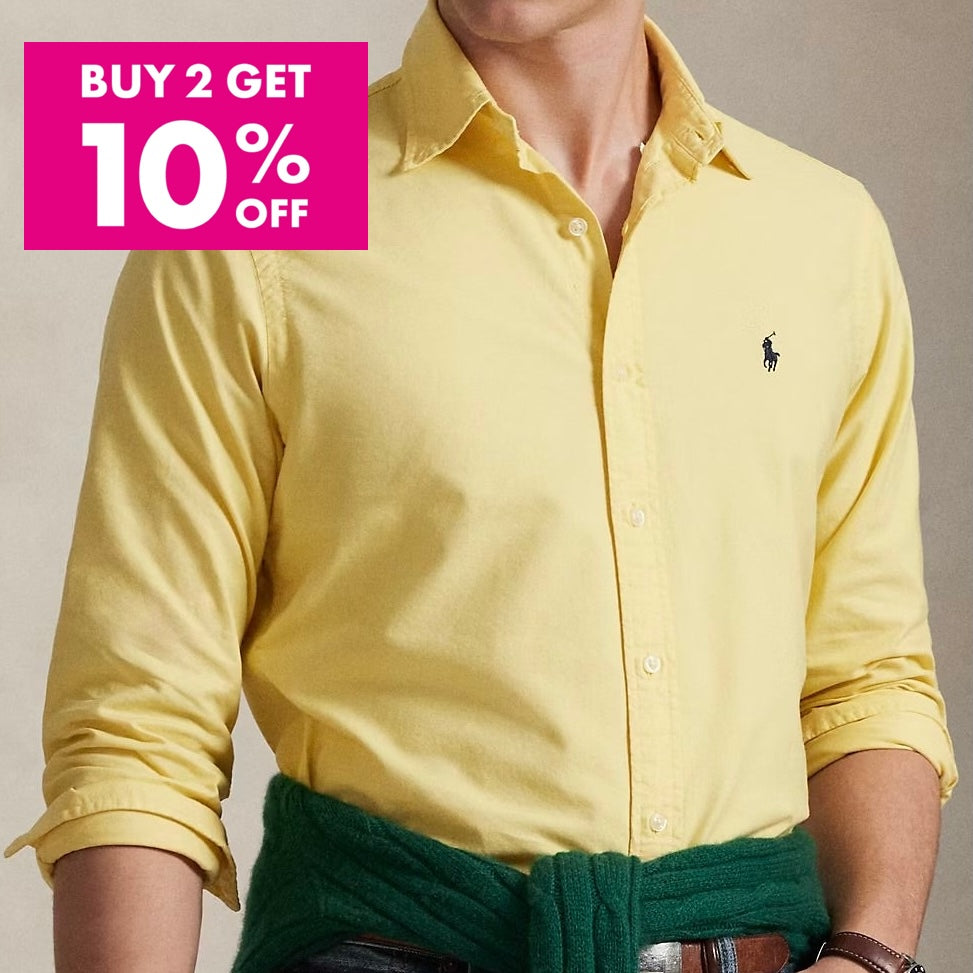 P.o-L.O R.A-L.P.H L.A.U-R.E.N Garment-Dyed Oxford Shirt Custom Fit Yellow