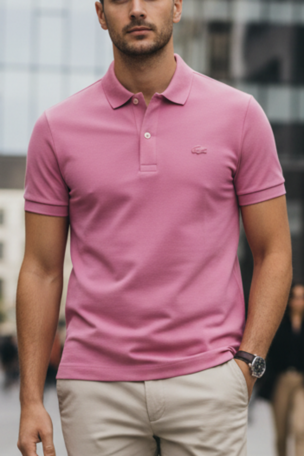 L.a.C.O-S.T.E. Classic Fit Paris Stretch Pique Polo Shirt Pink